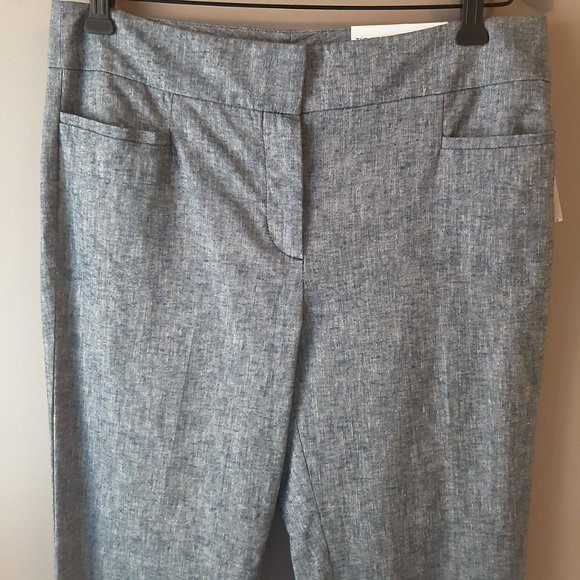 Ann Taylor "The Ankle Pant" Linen Cotton Mid-Rise Light Blue | New! Size 4 - Picture 3 of 13